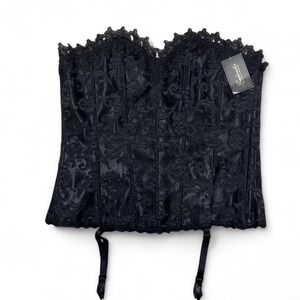Fredericks Of Hollywood Black Lace Up Corset Top‎ Sz40 Bustier Gothic Whimsigoth